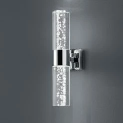 Trio 2-flg. LED-Wandleuchte Bubbles, Acrylglas mit Blasendekor