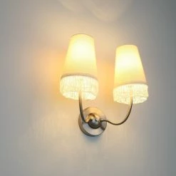 LHG Lights 2-flg. Wandleuchte mit Stoffschirme creme mit Bommel -Wandleuchten Verkaufsladen 2flgwandleuchte mit stoffschirme creme 6505404 lhg mb63012pw