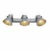 Leuchten Direkt 3-flammiger E27 Industrie-Stil Deckenstrahler schwenkbar in silber-brushed / grau für Wand und Decke, Deckenleuchte