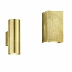 Trio Up and down Wandleuchte Cleo goldfarbig in rund oder eckig