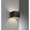 Fischer & Honsel Up and Downlight LED Wandleuchte matt eckige Wandlampe schwarz gold 10 x 8 cm