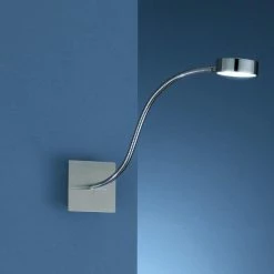 Böhmer Leuchten Aufbauleuchte mit Flexarm aus Metall in Edelstahl-Chrom mit Warmweißem LED-Licht - 1x 3,6W LED