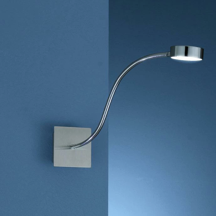 Böhmer Leuchten Aufbauleuchte mit Flexarm aus Metall in Edelstahl-Chrom mit Warmweißem LED-Licht - 1x 3,6W LED 1 Böhmer Leuchten Aufbauleuchte mit Flexarm aus Metall in Edelstahl-Chrom mit Warmweißem LED-Licht - 1x 3,6W LED