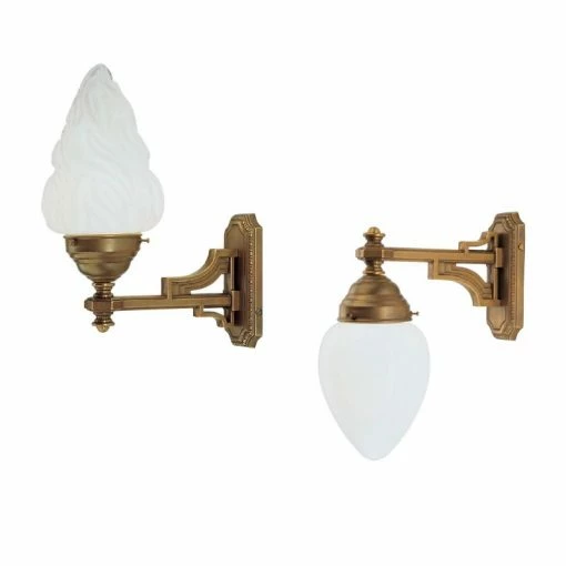 Berliner Messinglampen Berliner-Messing-Wandleuchte im Jugendstil mit opalem oder satiniertem Glas -Wandleuchten Verkaufsladen berlinermessingwandleuchte jugendstil mit opalem M76917 berlinermessinglampen