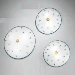 Kolarz Deckenleuchte Nonna, altmessing, blaue Blumen, rund, D=30 o. 40cm