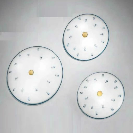 Kolarz Deckenleuchte Nonna, altmessing, blaue Blumen, rund, D=30 o. 40cm -Wandleuchten Verkaufsladen deckenleuchte nonnaaltmessingblaue blumenrundd40cm M9668201 kolarz