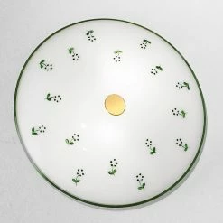 Kolarz Deckenleuchte Nonna, rund, grüne Blüten, messing-poliert, D=30cm