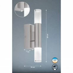 Fischer & Honsel dimmbare Up and Downlight LED Wandleuchte mit CCT-Lichtfarbsteuerung satiniert 2-flammige Wandlampe mit Schalter nickel 7 x 29 cm -Wandleuchten Verkaufsladen dimmbare and downlight led 30295V fischerhonsel 30295