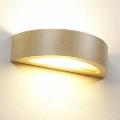 Cleoni Dimmbare halbrunde Kiefer-Furnierholz Wandleuchte mit Glas Scheiben, Up and Downlight -Wandleuchten Verkaufsladen dimmbare halbrunde kieferfurnierholz wandleuchte 1276755 cleoni 3500k1e201