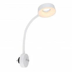 GLOBO dimmbare LED Wandleuchte satiniert Direct-Plug-In WL mit Flexo Wandlampe weiß