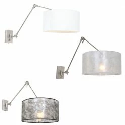 Steinhauer dimmbare Wandleuchte mit Schirm, schwenkbarer Arm, Drehdimmer, silber, E27, 3 Farben