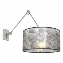 Steinhauer dimmbare Wandleuchte mit Schirm, schwenkbarer Arm, Drehdimmer, silber, E27, 3 Farben -Wandleuchten Verkaufsladen dimmbare wandleuchte mit schwazem 9893ST steinhauer 9893st
