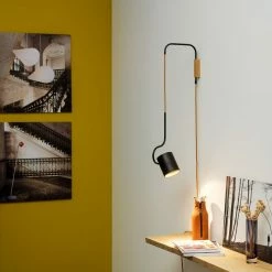 Domus Design Wandleuchte Bocal, 45° drehbar, Holz Schwarzeiche