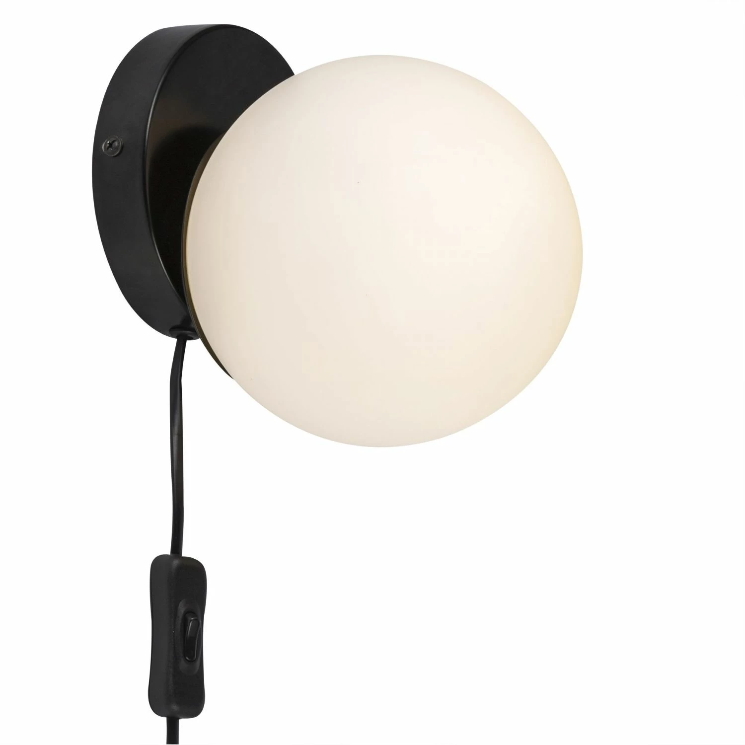 Nordlux E14 Wandleuchte aus Glas satiniert skandinavische Wandlampe Schwarz mit Schalter ø 13 cm 3 Nordlux E14 Wandleuchte aus Glas satiniert skandinavische Wandlampe Schwarz mit Schalter ø 13 cm – Bild 3