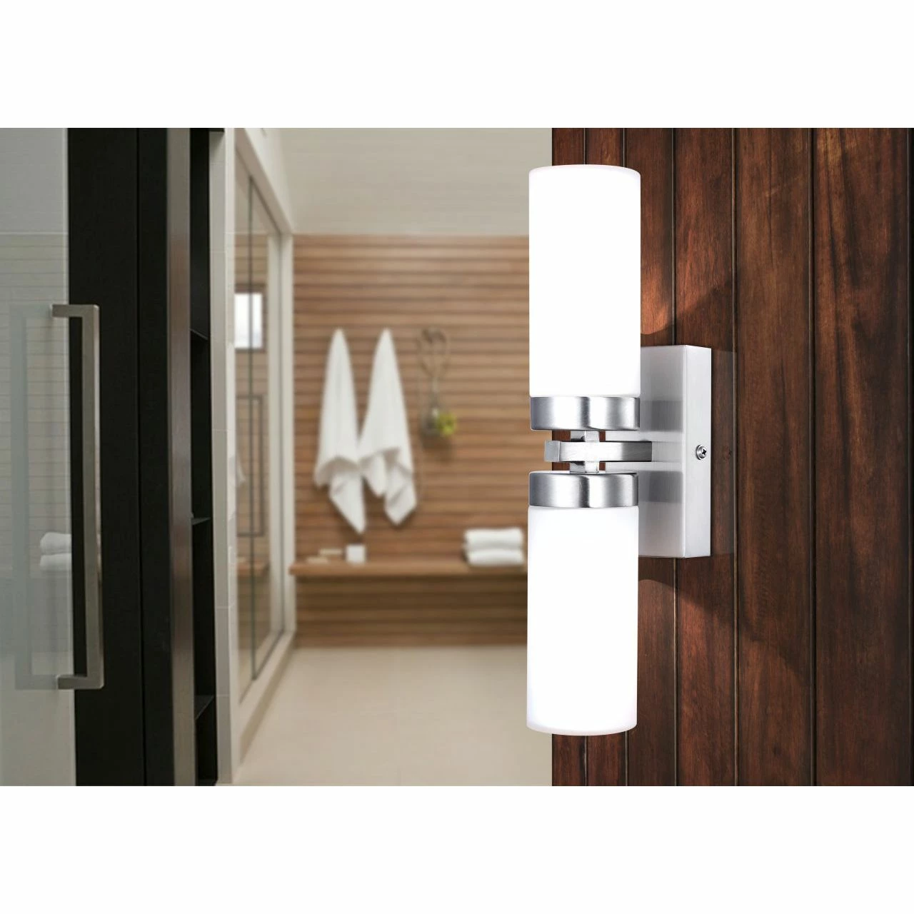 GLOBO E14 Wandleuchte aus Glas matt satiniert Indoor 2-flammige Wandlampe nickel und 4 GLOBO E14 Wandleuchte aus Glas matt satiniert Indoor 2-flammige Wandlampe nickel und – Bild 4