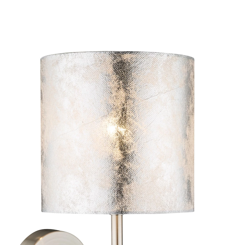 GLOBO E14 Wandleuchte aus Stoff mattWandlampe silbermetallic mit Schalter 2 GLOBO E14 Wandleuchte aus Stoff mattWandlampe silbermetallic mit Schalter – Bild 2