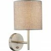 GLOBO E14 Wandleuchte aus Stoff mattWandlampe grau mit Schalter