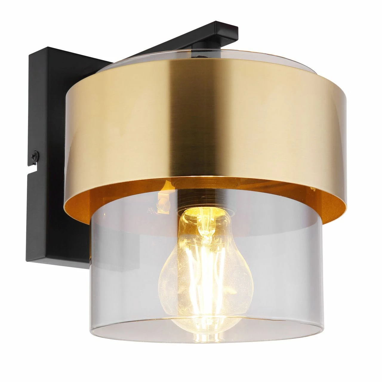 GLOBO E27 Wandleuchte aus Glas und Messingring matt Wandlampe rauch 1 GLOBO E27 Wandleuchte aus Glas und Messingring matt Wandlampe rauch