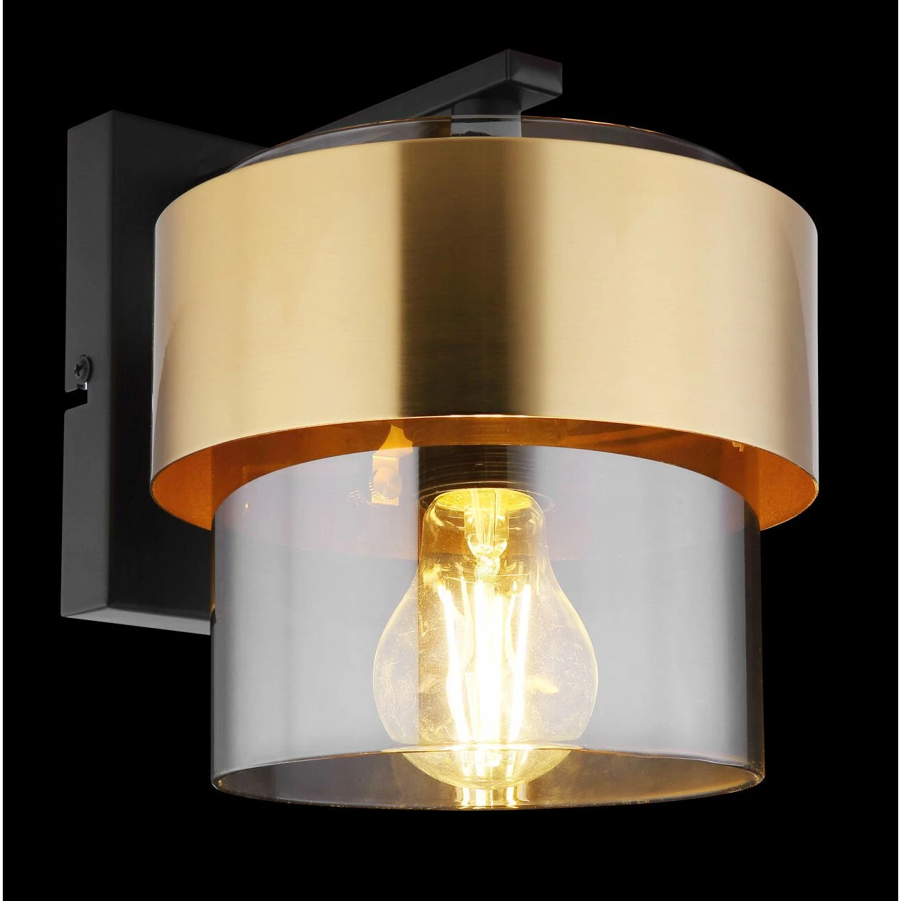 GLOBO E27 Wandleuchte aus Glas und Messingring matt Wandlampe rauch 3 GLOBO E27 Wandleuchte aus Glas und Messingring matt Wandlampe rauch – Bild 3