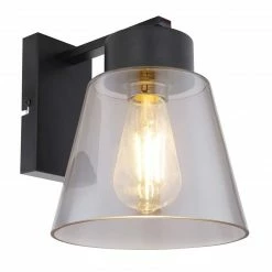 GLOBO E27 Wandleuchte aus Glas matt Wandlampe rauch
