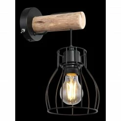 GLOBO E27 Wandleuchte aus Holz Retro WL mit Holzbalken Wandlampe schwarz und natur Schalter -Wandleuchten Verkaufsladen e27 wandleuchte aus holz 15326NWax1280x1280 globo 15326nw