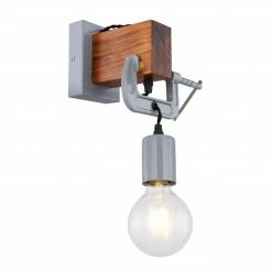 GLOBO E27 Wandleuchte aus Holz Wandlampe antik