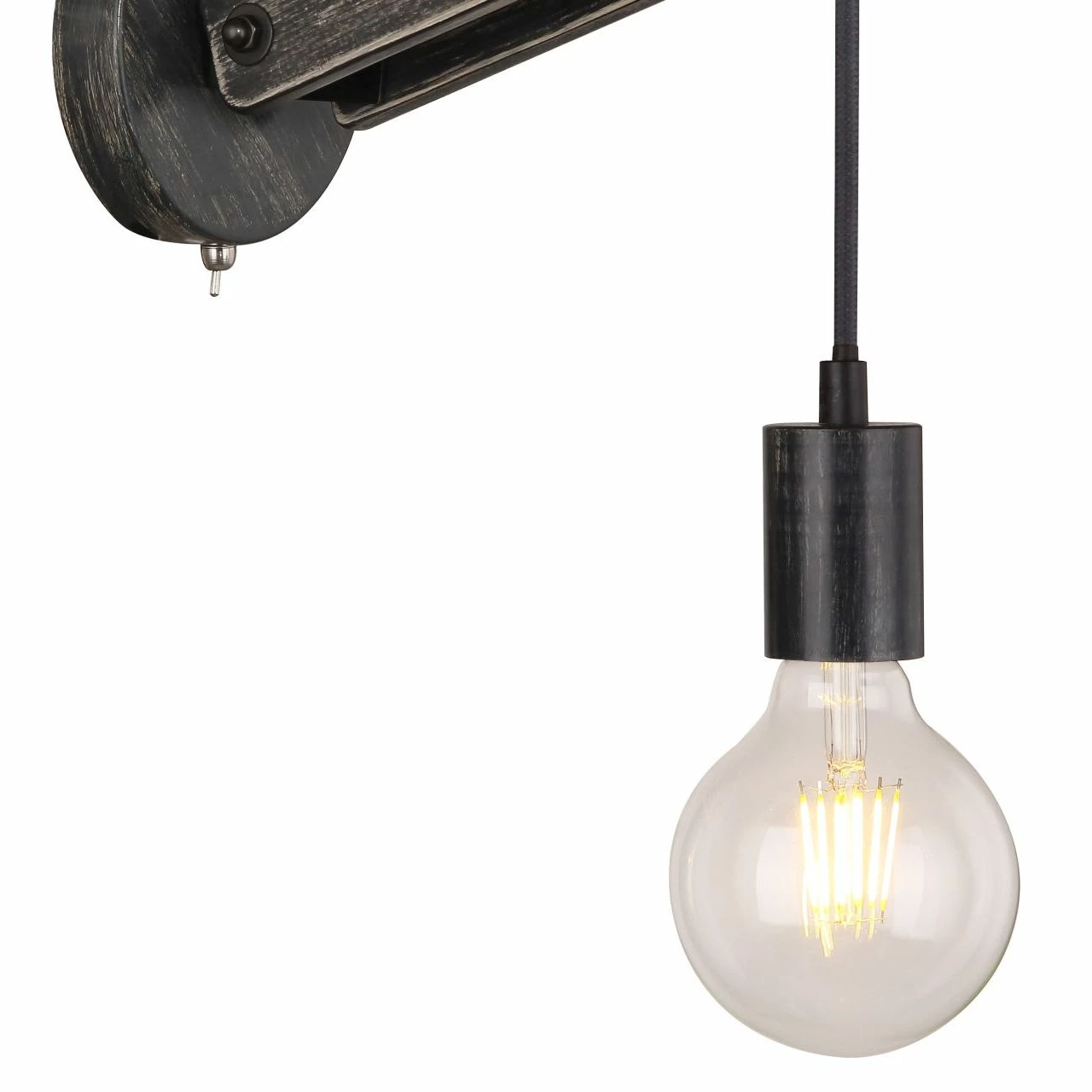 GLOBO E27 Wandleuchte aus Holz matt ohne Schirm schwarzes Textilkabel Wandlampe schwarz mit Schalter 2 GLOBO E27 Wandleuchte aus Holz matt ohne Schirm schwarzes Textilkabel Wandlampe schwarz mit Schalter – Bild 2