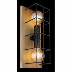 GLOBO eckige E27 Wandleuchte aus Holz skandinavische 2-flammige Wandlampe schwarz -Wandleuchten Verkaufsladen eckige e27 wandleuchte aus 15530 2Wax1280x1280 globo 155302w