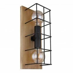 GLOBO eckige E27 Wandleuchte aus Holz skandinavische 2-flammige Wandlampe schwarz -Wandleuchten Verkaufsladen eckige e27 wandleuchte aus 15530 2Wb1280x1280 globo 155302w