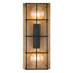 GLOBO eckige E27 Wandleuchte aus Holz skandinavische 2-flammige Wandlampe schwarz -Wandleuchten Verkaufsladen eckige e27 wandleuchte aus 15530 2Wc1280x1280 globo 155302w