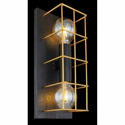 GLOBO eckige E27 Wandleuchte aus Holz skandinavische 2-flammige Wandlampe gold -Wandleuchten Verkaufsladen eckige e27 wandleuchte aus 15530B 2Wax1280x1280 globo 15530b2w