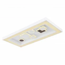 GLOBO eckige LED Wandleuchte mit CCT-Lichtfarbsteuerung & Fernbedienung & Memory Funktion aus Acryl rechteckig mir Dekorringe und Quadrate 3 Stufen auch über Wandschalter schaltbar Wandlampe weiß coffee