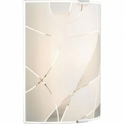 GLOBO eckige Wandleuchte aus Glas rechteckig Dekorlinien Wandlampe weiß Chrom