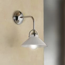 LHG Lights Elegante Wandleuchte - Keramikschirm Weiß - Chromaufhängung