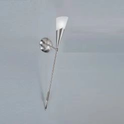 Hans Kögl Fackelleuchte in Nickel-gebürstet mit satiniertem Glas