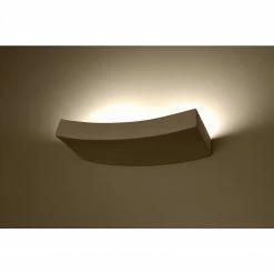 Sollux gebogene Uplight G9 Wandleuchte aus Glas und Keramik Wandlampe weiß 36 x 6 x 16 cm