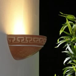 LHG Lights Gipswandleuchte in Terracotta im antiken Stil mit Wandfluter-Effekt