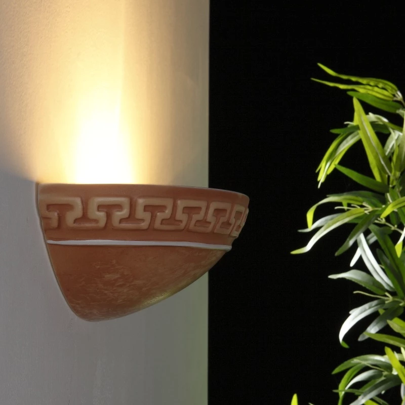 LHG Lights Gipswandleuchte in Terracotta im antiken Stil mit Wandfluter-Effekt 1 LHG Lights Gipswandleuchte in Terracotta im antiken Stil mit Wandfluter-Effekt