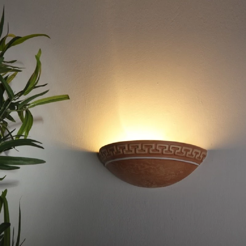 LHG Lights Gipswandleuchte in Terracotta im antiken Stil mit Wandfluter-Effekt 2 LHG Lights Gipswandleuchte in Terracotta im antiken Stil mit Wandfluter-Effekt – Bild 2