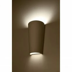 Sollux halbrunde Up- and Downlight E27 Wandleuchte aus Keramik Wandlampe weiß 29 x 16 x 11 cm