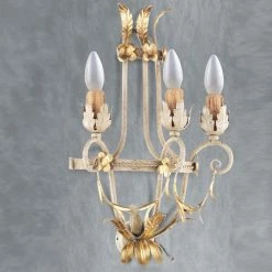 FERRO LUCE Handgemachte Wandleuchte - 3-flammig - Made in Italy - Weiss - Gold