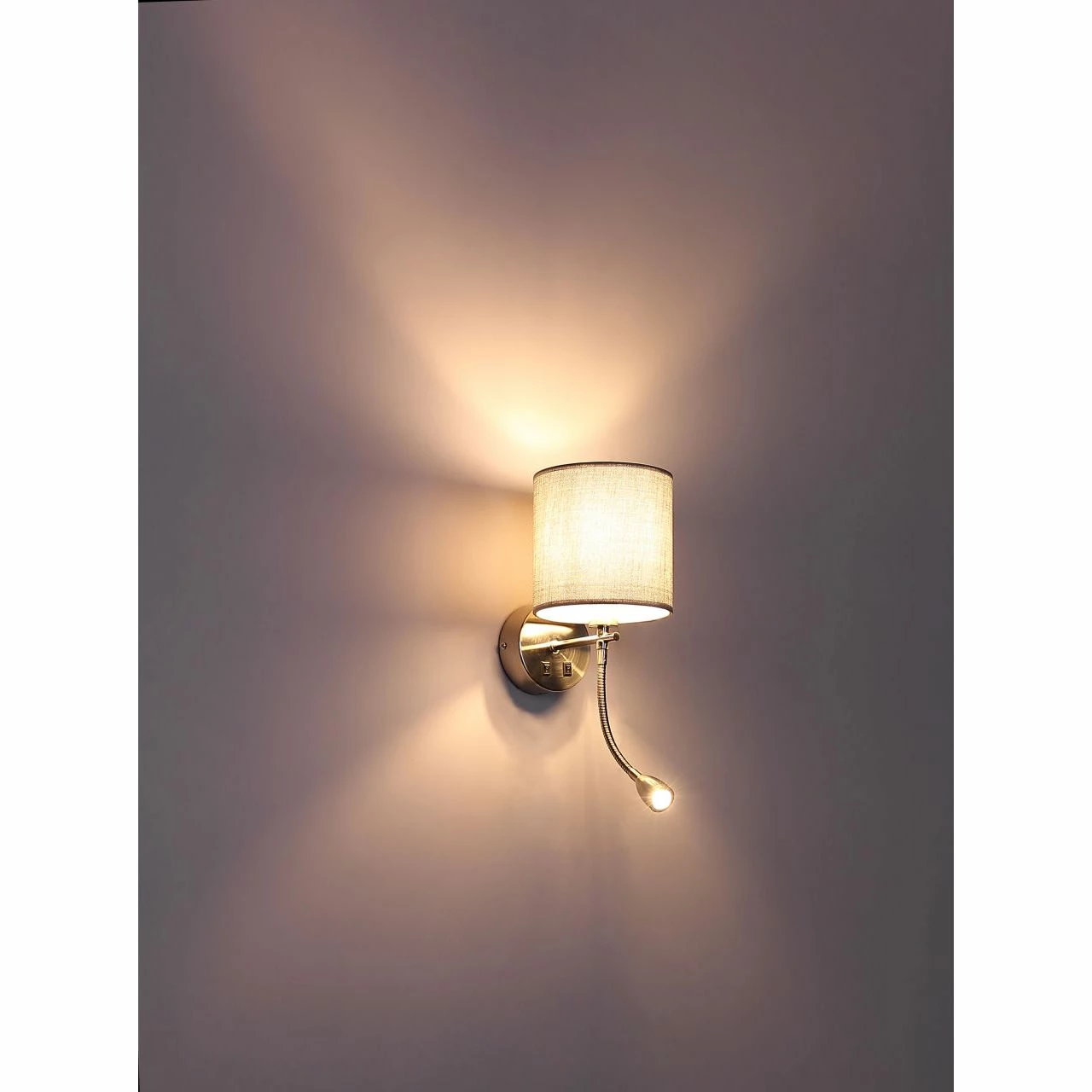 GLOBO höhenverstellbare LED Wandleuchte aus Stoff matt Kombination WL fix und Flexo Strahler 2 getrennte Schalter Wandlampe grau mit 9 GLOBO höhenverstellbare LED Wandleuchte aus Stoff matt Kombination WL fix und Flexo Strahler 2 getrennte Schalter Wandlampe grau mit – Bild 9