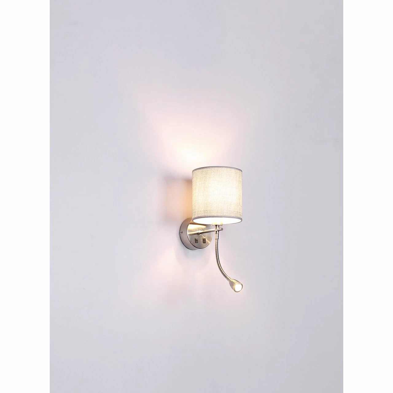 GLOBO höhenverstellbare LED Wandleuchte aus Stoff matt Kombination WL fix und Flexo Strahler 2 getrennte Schalter Wandlampe grau mit 10 GLOBO höhenverstellbare LED Wandleuchte aus Stoff matt Kombination WL fix und Flexo Strahler 2 getrennte Schalter Wandlampe grau mit – Bild 10