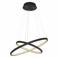 GLOBO höhenverstellbare runde LED Wandleuchte mit Memory Funktion matt opal 2 Ringeverstellbar stufenlos dimmbar über Wandschalter Wandlampe schwarz und ø 51 cm