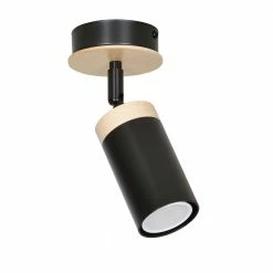 LHG Lights Holz Deckenstrahler schwarz, 1-flammig, inkl. LED 5W GU10