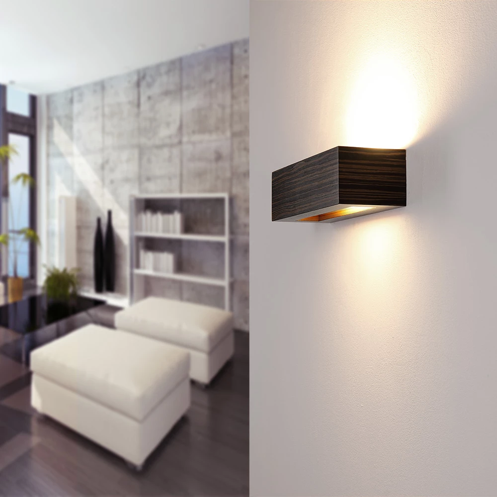 Cleoni Holzwandleuchte Caspe 30 in Furnier Zebrano dunkel 3 Cleoni Holzwandleuchte Caspe 30 in Furnier Zebrano dunkel – Bild 3