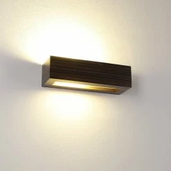 Cleoni Holzwandleuchte Caspe 30 in Furnier Zebrano dunkel