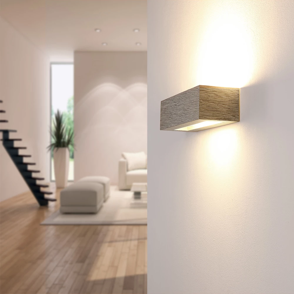 Cleoni Holzwandleuchte, Furnier, Eiche grau 3 Cleoni Holzwandleuchte, Furnier, Eiche grau – Bild 3