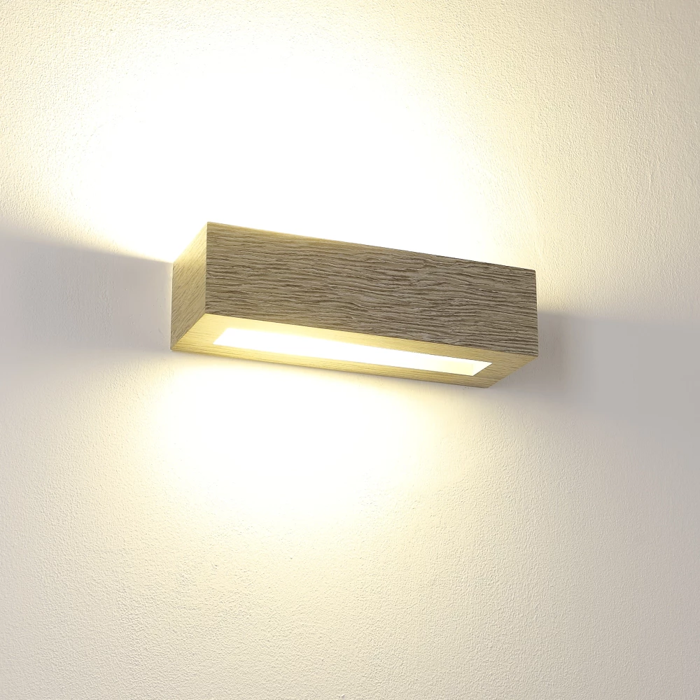 Cleoni Holzwandleuchte, Furnier, Eiche grau 4 Cleoni Holzwandleuchte, Furnier, Eiche grau – Bild 4