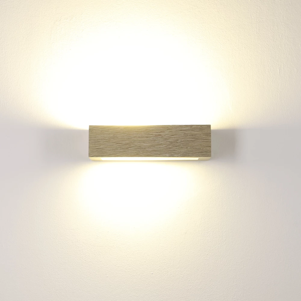 Cleoni Holzwandleuchte, Furnier, Eiche grau 1 Cleoni Holzwandleuchte, Furnier, Eiche grau